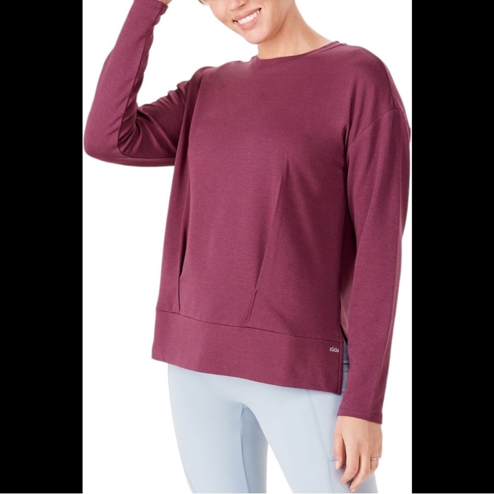zuda Z-Knit Structured Crew Neck Pullover Eggplant - Regular Large